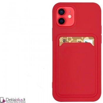 Švelnus silikoninis dėklas su kišenėle - raudonas (telefonams Apple Iphone 13)